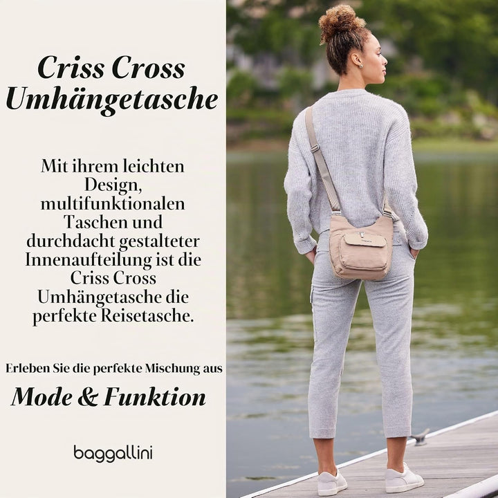 Baggallini Criss Cross Crossbody Bag Midnight Blossom, Midnight Blossom