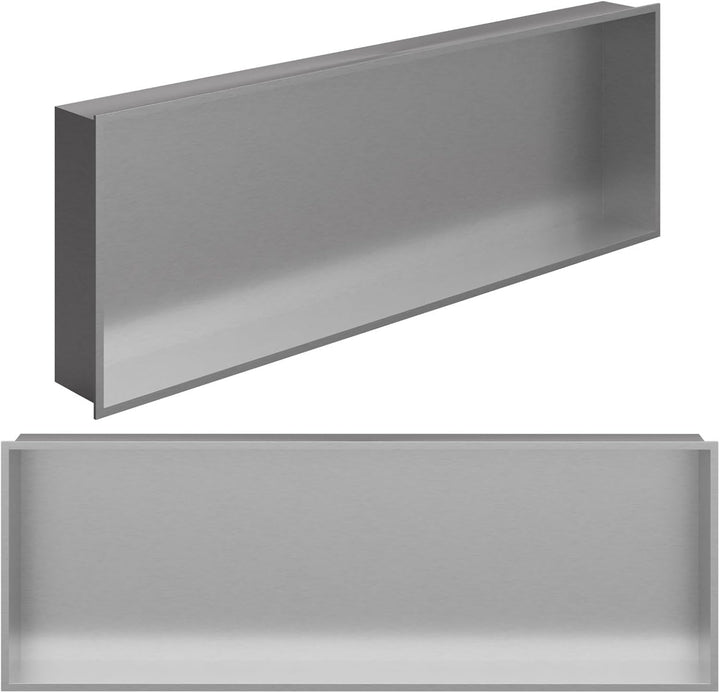DIY Duschnische 90x30cm Edelstahl gebürstet Wandnische Unterputz Montage Duschregal Fliesennische, 9