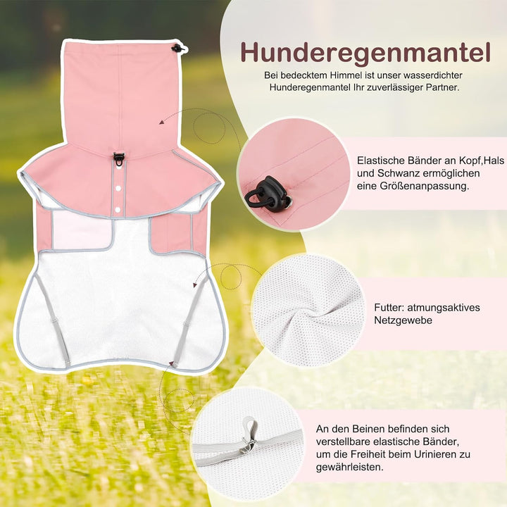Hunderegenmantel - Wasserdichter Regenjacke für Hunde, Einstellbare Regenmantel für Mittlere, Grosse
