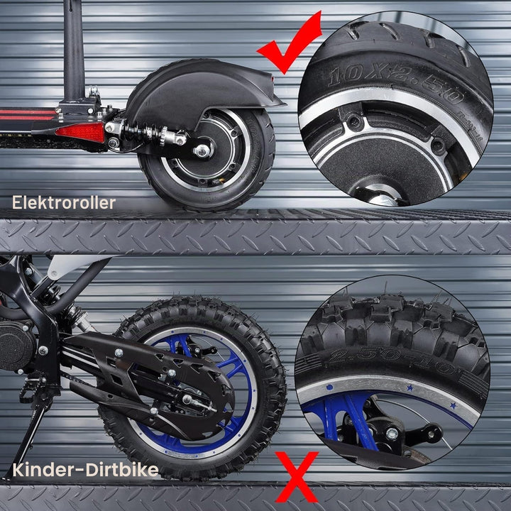 RUTU 10 x 2,50 Ersatzreifen und Schlauch für Smart Self Balancing Elektroroller, Hoverboard passend