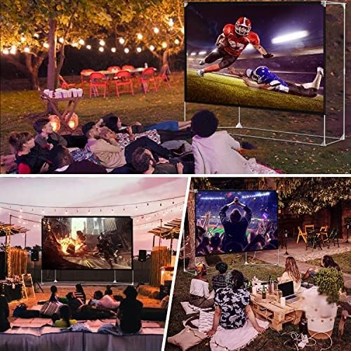 Projektion Leinwand mit Stand 150 Zoll Tragbar Leinwand Beamer 16:9 HD 4K Premium knitterfreier Lein