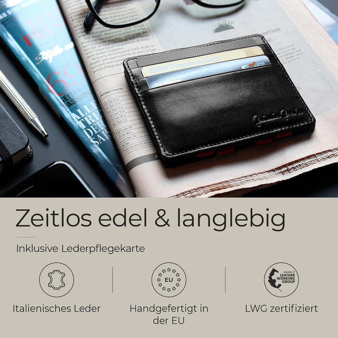 Jaimie Jacobs Flap Boy Slim - Das Original - Magic Wallet ohne Münzfach integrierter RFID Schutz Mag