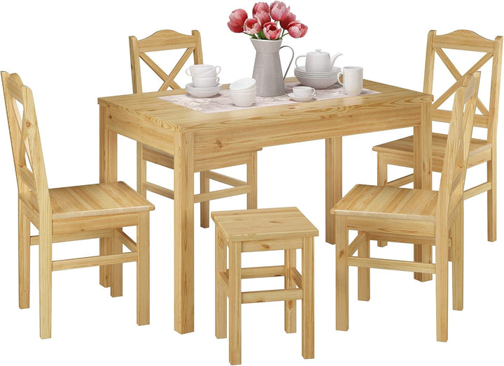 Erst-Holz Holzhocker Massivholzsitz ohne Lehne in Kiefer massiv Natur oder weiss V-90.71-41, Holzart