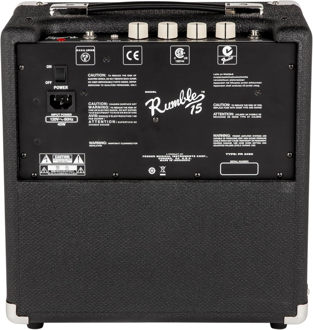 Fender Rumble 15 - 15W Combo Bassverstärker – Der perfekte Übungsverstärker, 15W