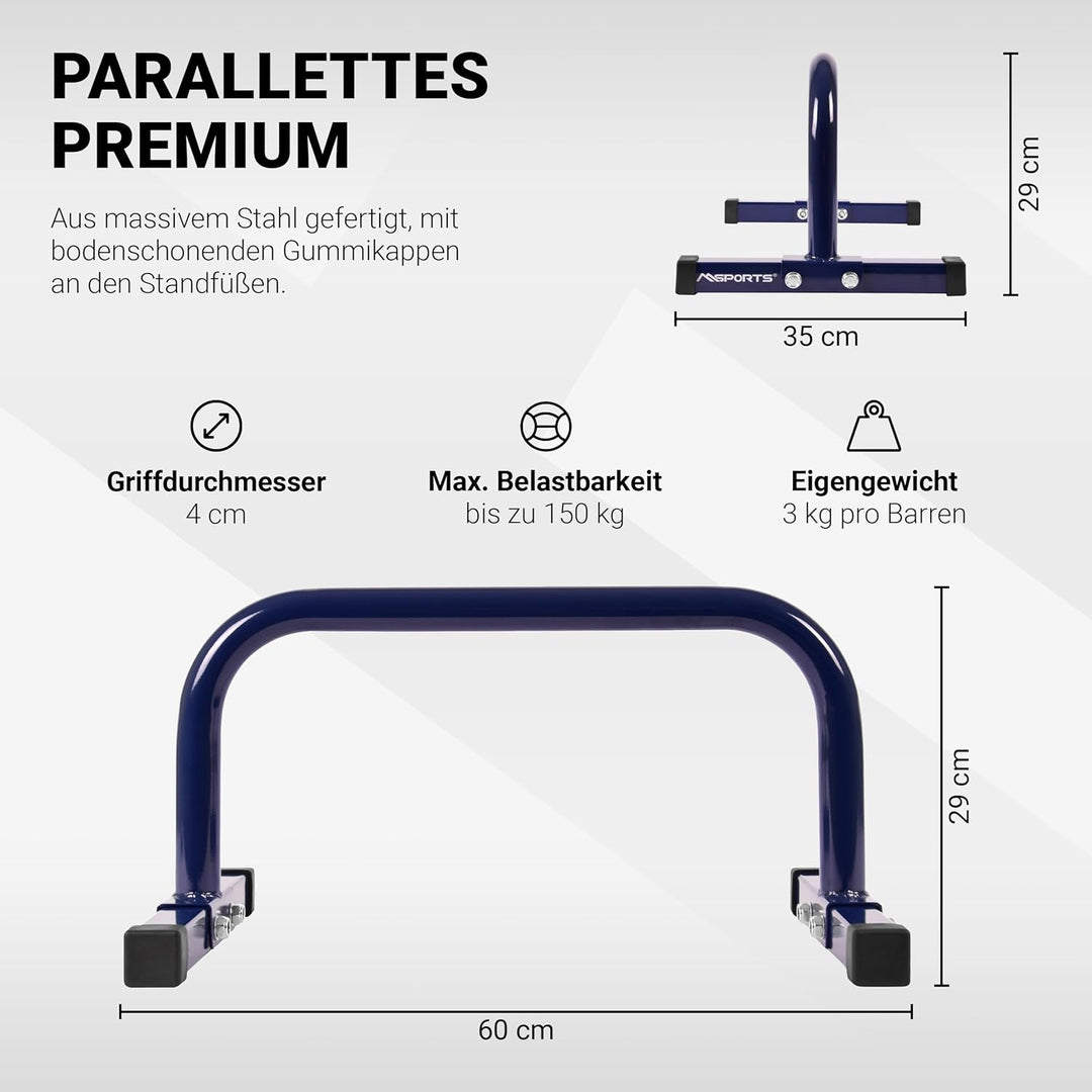 MSPORTS Low Fitness Parallettes Minibarren Professional LxBxH: 60x35x29 cm| Push-Up Bars Liegestützg