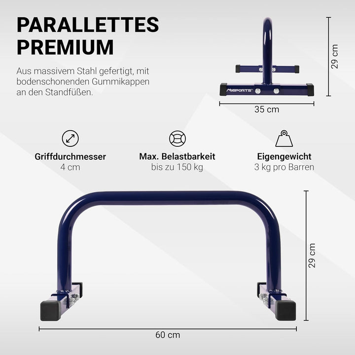 MSPORTS Low Fitness Parallettes Minibarren Professional LxBxH: 60x35x29 cm| Push-Up Bars Liegestützg
