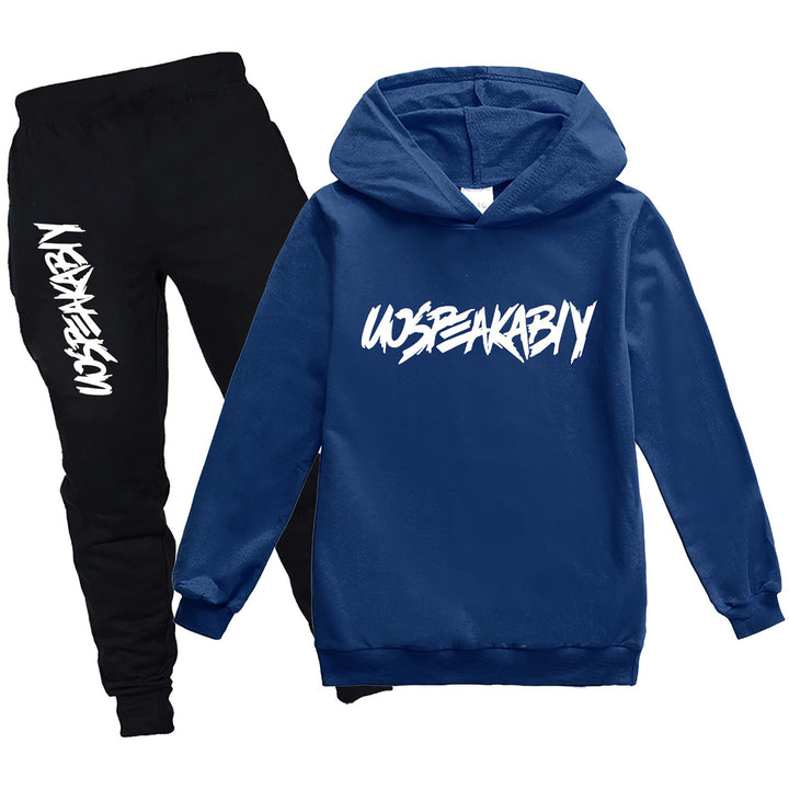 amropi Jungen Hoodie Trainingsanzug Sweatshirt Top und Hose Kleidungsset 2-15 Jahre 4-5 Jahre Blau K