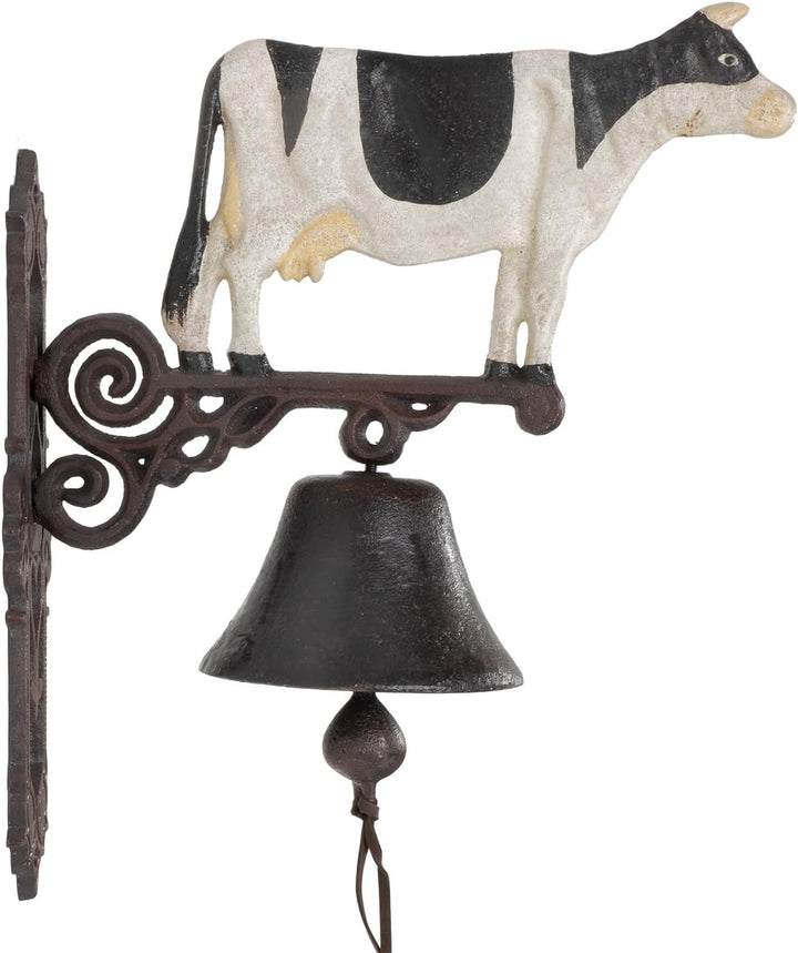 Moritz Gusseisen Wandglocke gefleckte Kuh schwarz weiss Bauernhof Glocke Türglocke 38,5 cm Höhe Haus