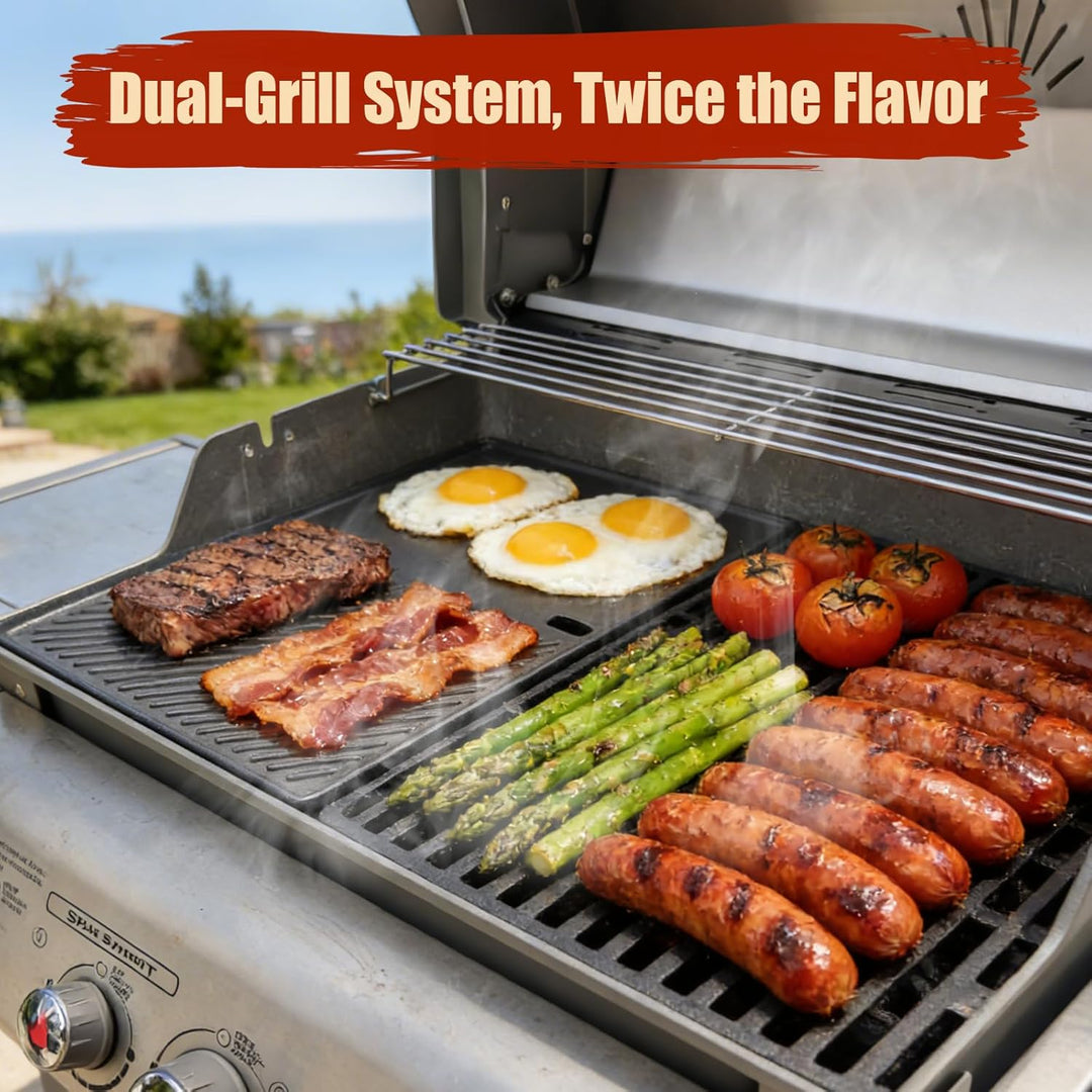 Denmay 7638 44,5 cm Grillrost & Grillplatte für Weber Spirit I & II 300 Serie (mit vorderen Brennerk