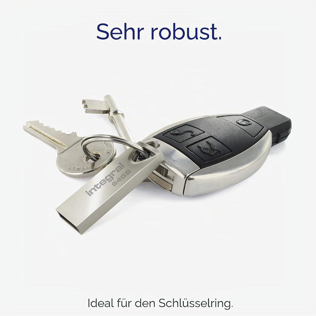Integral 64GB USB-Speicher 2.0 Flash-Laufwerk Arc mit Metallgehäuse für Schlüsselringe, eine stilvol