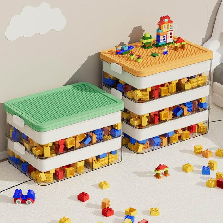 2 Stock Aufbewahrungsbox für Lego Bausteine Ablagefächer Stapelbar Kisten Spielzeug Aufbewahrung,Kun