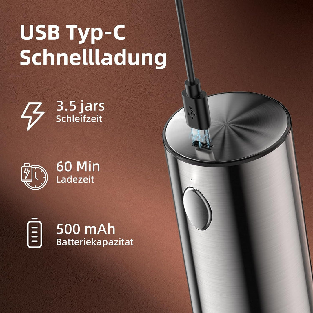 WONMAKE Salz und Pfeffermühle elektrisch Set mit verstellbarem Keramikmahlwerk,USB Wiederaufladbar S