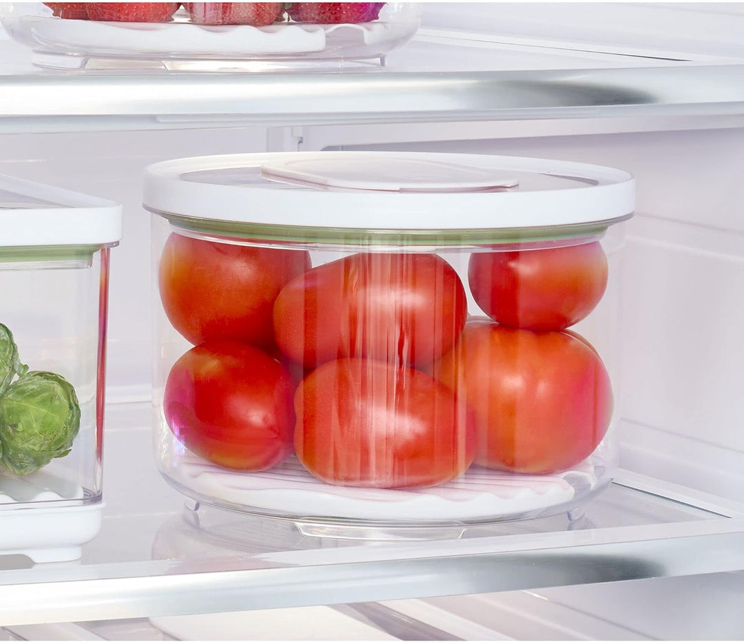 iDesign Vorratsbehälter mit Deckel, grosser Kühlschrankorganizer für Obst & Gemüse mit Luftregulieru
