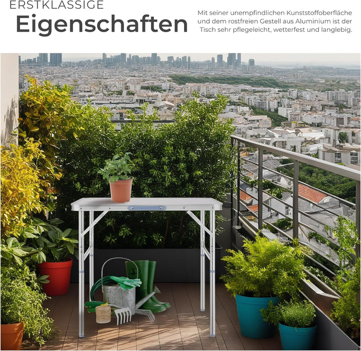 tectake® Klapptisch, Campingtisch klappbar, leicht und wetterfest, Alu Campingtisch mit Tragegriff,