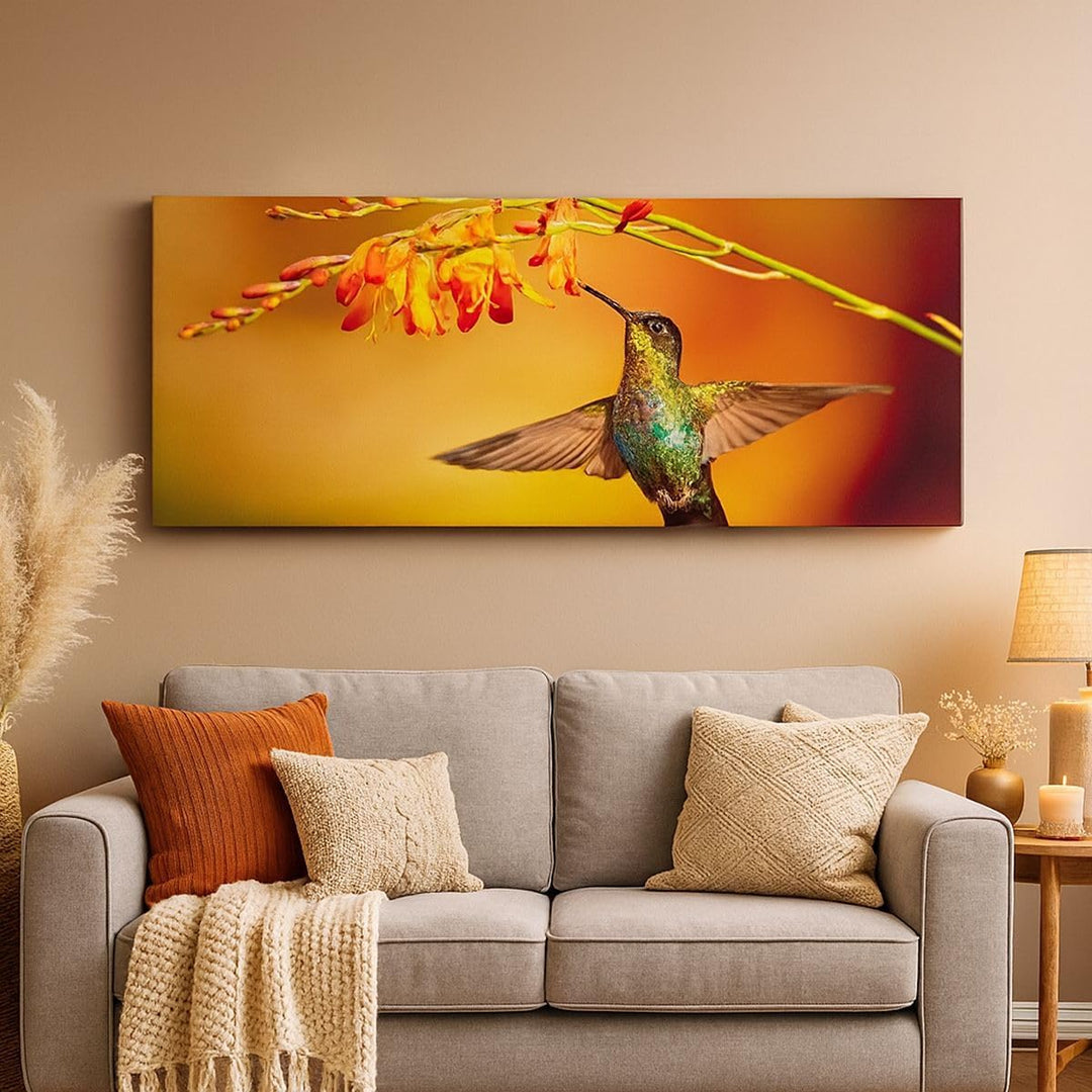 Panorama Bilder auf Leinwand Kolibri Vogel Sommer Leinwandbild 90x30cm Wandbilder Dekoration Wohnzim