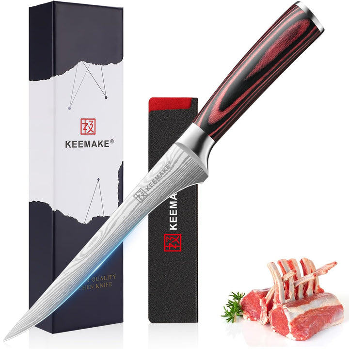 KEEMAKE Küchenmesser Filetiermesser Extrem Scharf, 15cm Profi Fischmesser Ausbeinmesser aus Edelstah