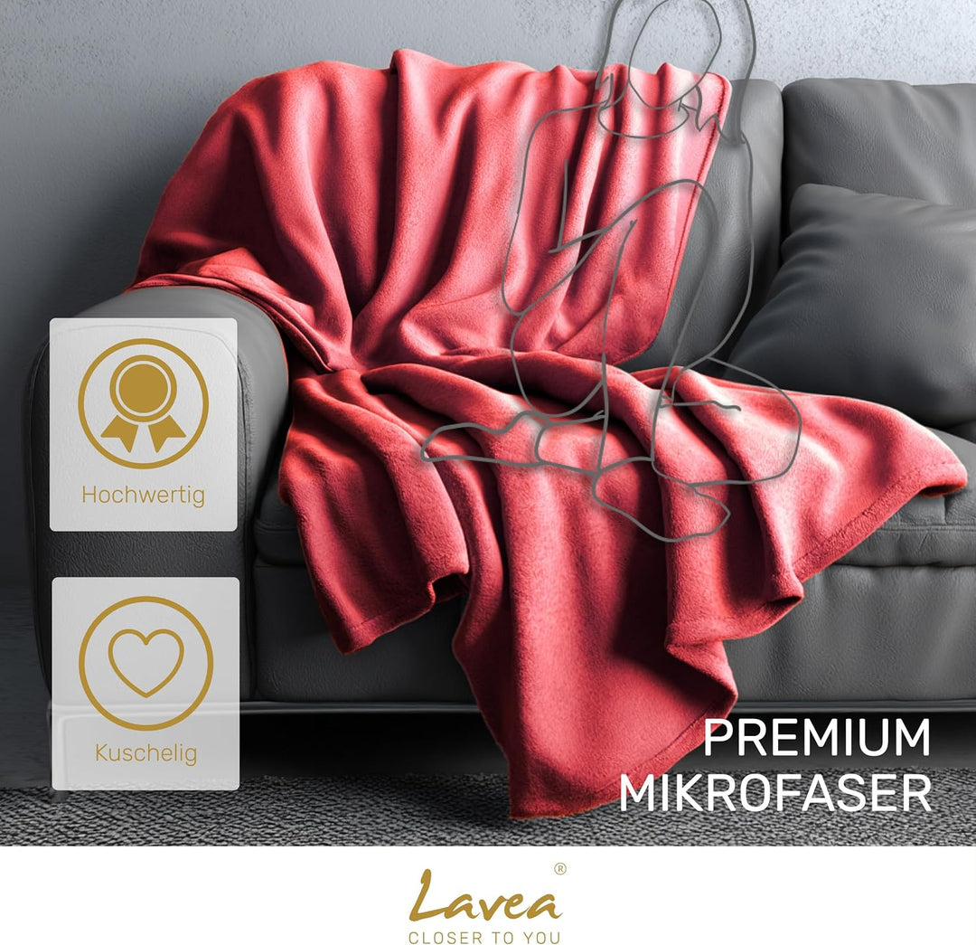 Lavea® Kuscheldecke 180x220 cm aus Mikrofaser – Flauschige Fleecedecke für Sofa und Bett, weiche Dec