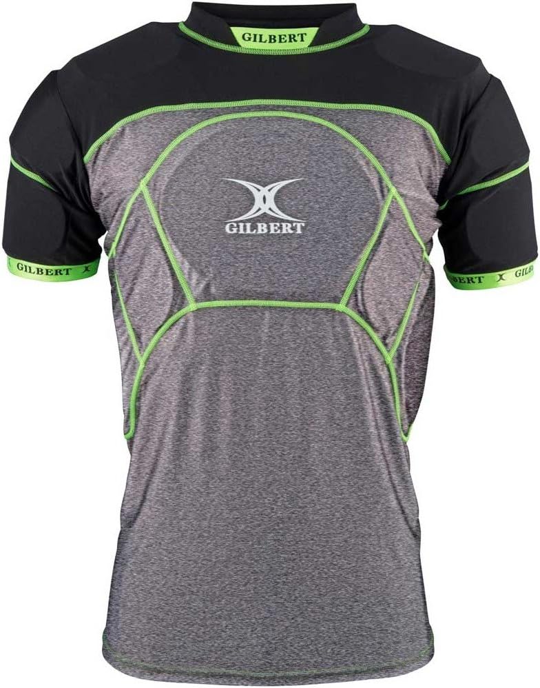 Gilbert Schulterpolster Rugby – Kinder – Charger X1 Schwarz/Grau/Grün XS, Schwarz/Grau/Grün XS