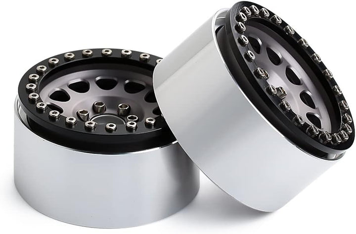 INJORA 4 Stücke 2,2 Beadlock Felgen Metall Räder Felge Set für 1:10 RC Rock Crawler Axial SCX10 RR10