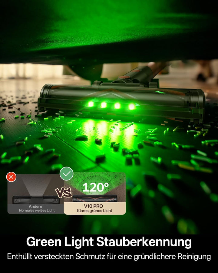 Vexilar Akku Staubsauger Kabellos 45Mins/45KPA/450W, Akkustaubsauger mit Geen LED, 6-in-1 Ultraleich