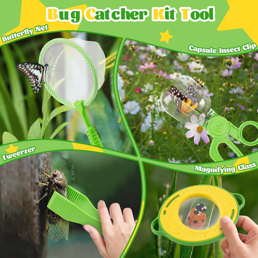 Forscherset für Kinder ab 4, Entdecker Set mit Insekten Beobachtungsbox, Lupenglas Kinder, Insektenf