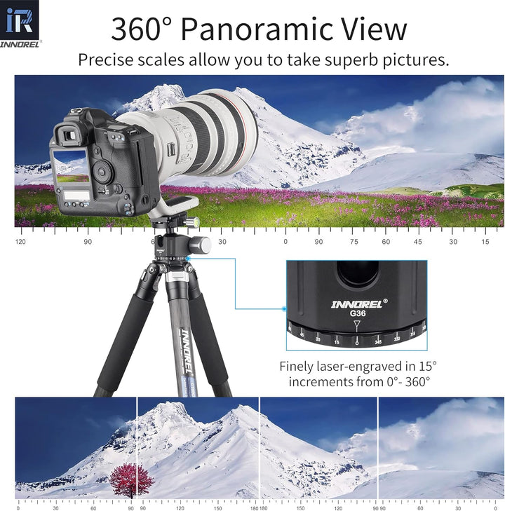 INNOREL G36 Low Profile Panorama-CNC-Metall-Kamerastativ-Kugelkopf mit 1/4" Arca Swiss Universal-Sch