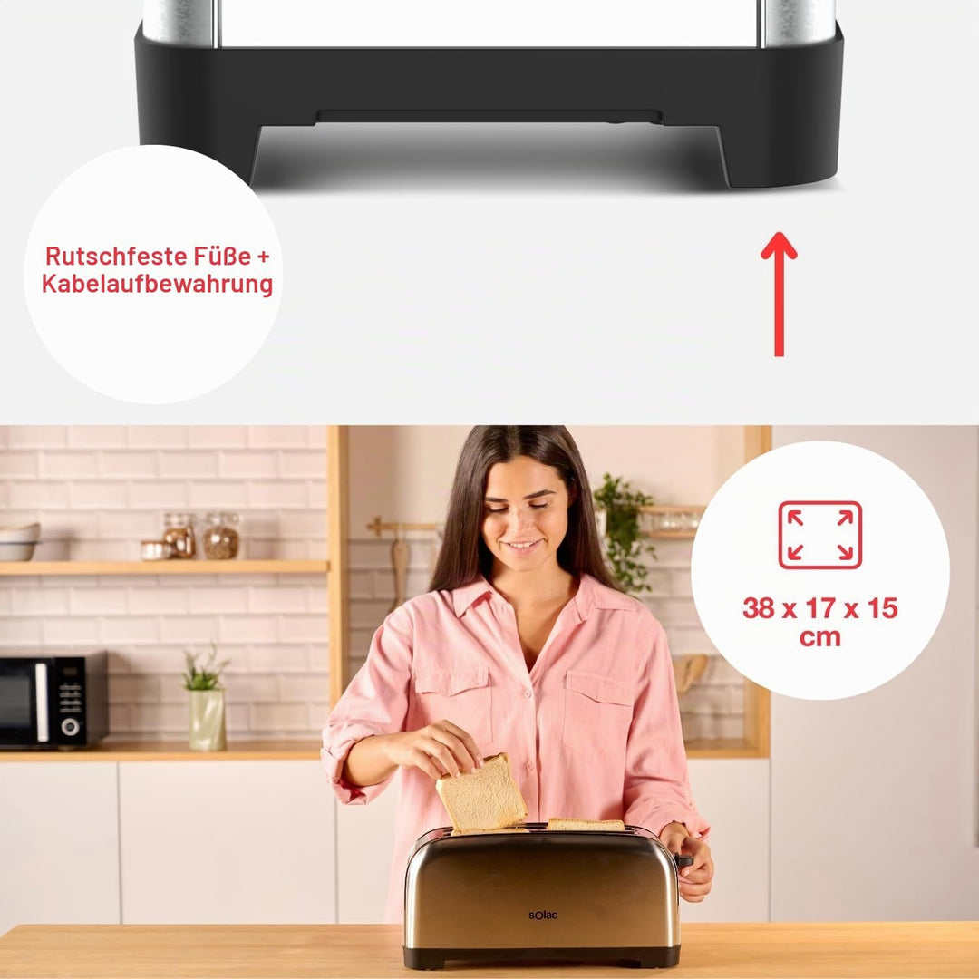 Solac 650G000100911 TL5419 Yé toaster, Edelstahl 2 Lange Schlitze|Edelstahl, 2 Lange Schlitze|Edelst
