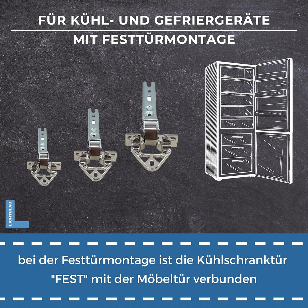 Lichtblau Türscharnier Set Kühlschrank 3 Stück 268698, 00268698, 268699, 00268699 I passend für Bosc