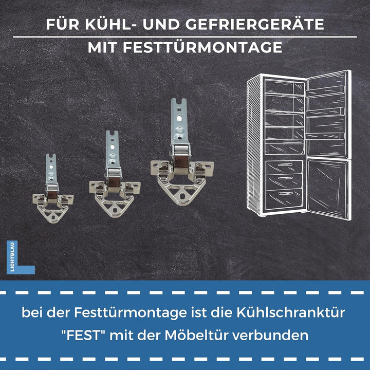 Lichtblau Türscharnier Set Kühlschrank 3 Stück 268698, 00268698, 268699, 00268699 I passend für Bosc