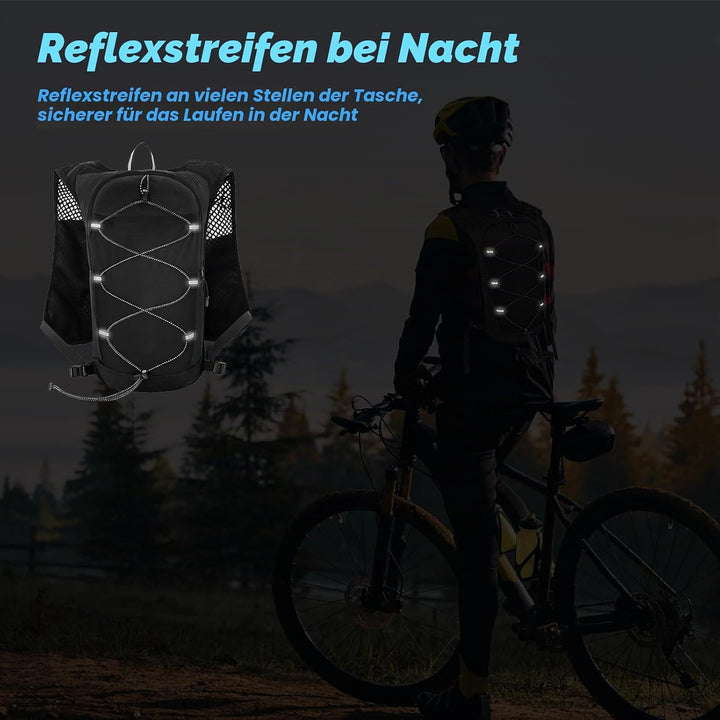 Gewichtsweste, Laufweste Damen Herren mit 2L Trinkrucksack und 500ml Wasserflasche, Laufrucksack mit