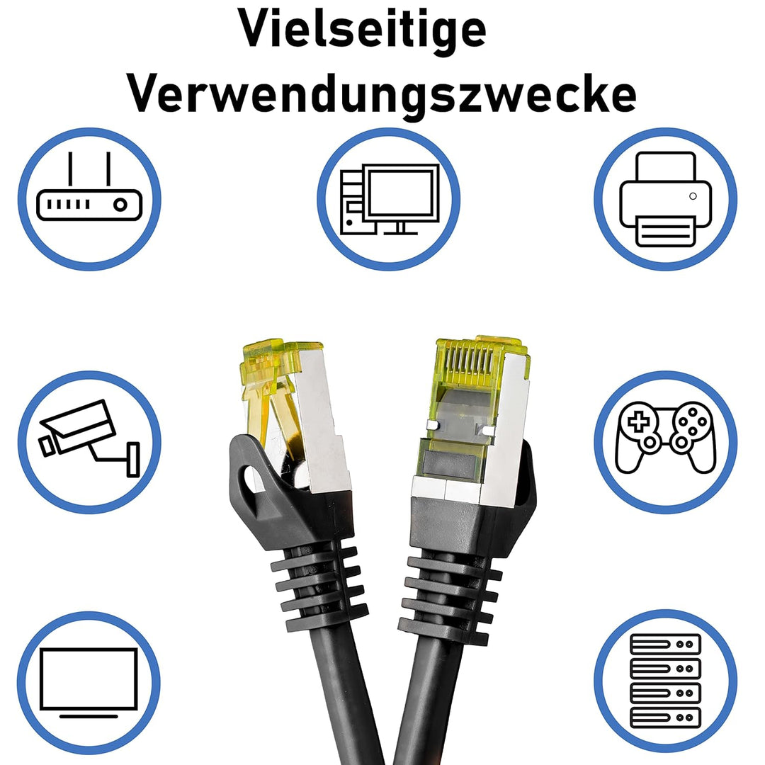 BIGtec LAN Kabel 10 Stück 2m Netzwerkkabel CAT7 Ethernet Internet Patchkabel CAT.7 schwarz Gigabit d