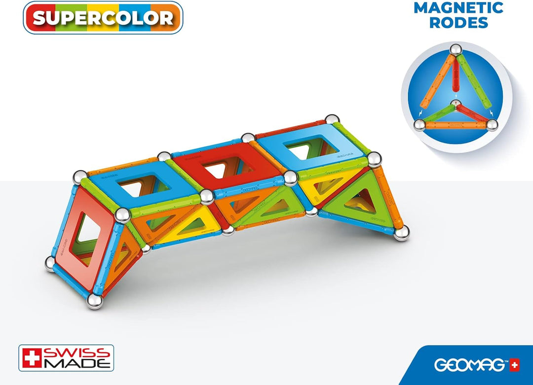 GEOMAG - Classic Supercolor RE 114 Teile, Magnetische Bausteine für Kinder mit Stäben und Paneelen,