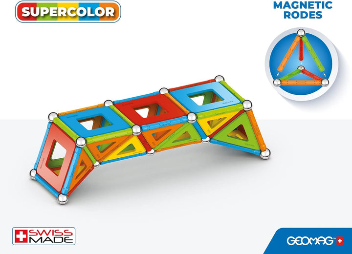 GEOMAG - Classic Supercolor RE 114 Teile, Magnetische Bausteine für Kinder mit Stäben und Paneelen,