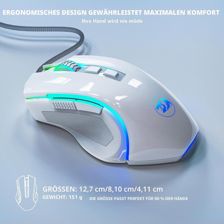 Redragon M602 Gaming Maus RGB Beleuchtet, 7200 DPI, 7 Tasten, 7 Beleuchtung Modis Programmierbar mit