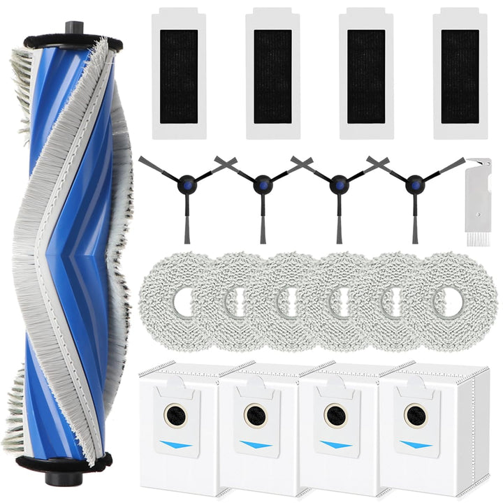 Ersatzteile Set für ECOVACS DEEBOT T30S / T30S PRO, Zubehör mit 1 Hauptbürste, 4 Staubbeutel, 6 Wisc