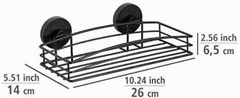 WENKO Wandablage Mod. Vacuum-Loc Schwarz offene Drahtkorb-Design lackierter Stahl Loft-Stil Befestig
