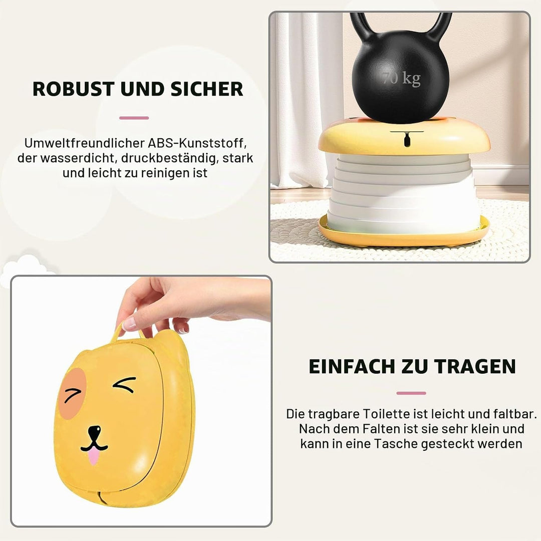 Faltbarer Toilettensitz für Kinder, Reisetöpfchen für Auto, Outdoor & Indoor, Praktisch für Camping