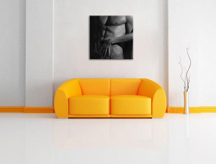 Nackter Mann mit Frau, Format: 70x70 auf Leinwand, XXL riesige Bilder fertig gerahmt mit Keilrahmen,