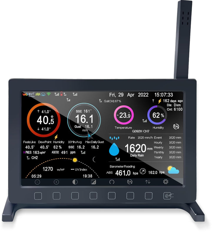 ECOWITT Wittboy Wetterstation HP2564, 7-in-1-Funkwetterstation mit Aussensensoren, 7-TFT-Farb-Touchs
