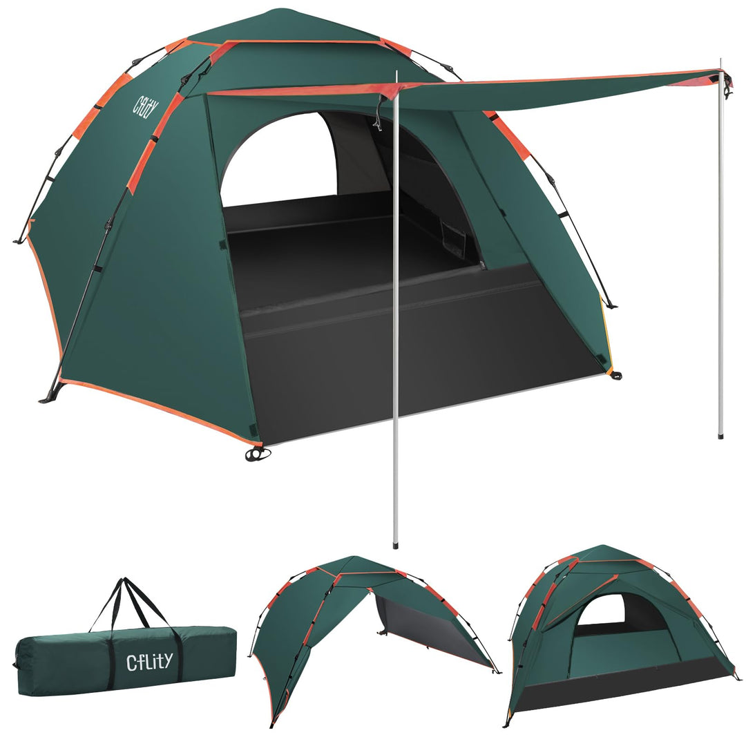 Cflity Camping Zelt, 3 Personen Pop Up Zelt Automatisches Instant DREI Schicht Wasserdicht 4 Jahresz
