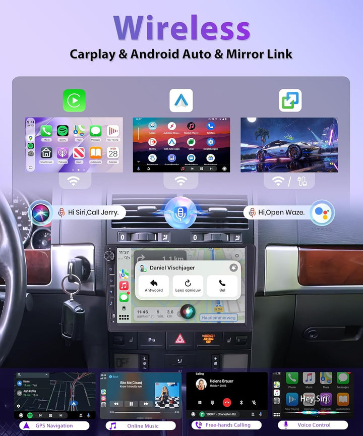 Rimoody 4G+64G Android Autoradio für VW Touareg 2003-2010 Wireless Carplay Android Auto, 9 Zoll Ince