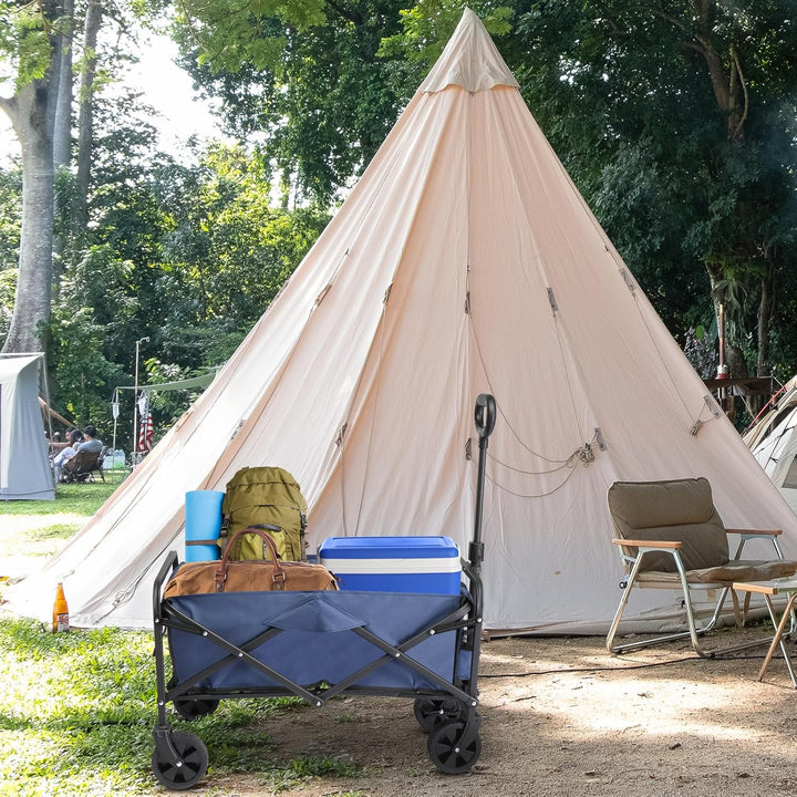 LEADZM Bollerwagen Faltbar, Handwagen 100 kg Tragkraft - für Camping, Einkäufe &amp; Outdoor, 74,5 x 45