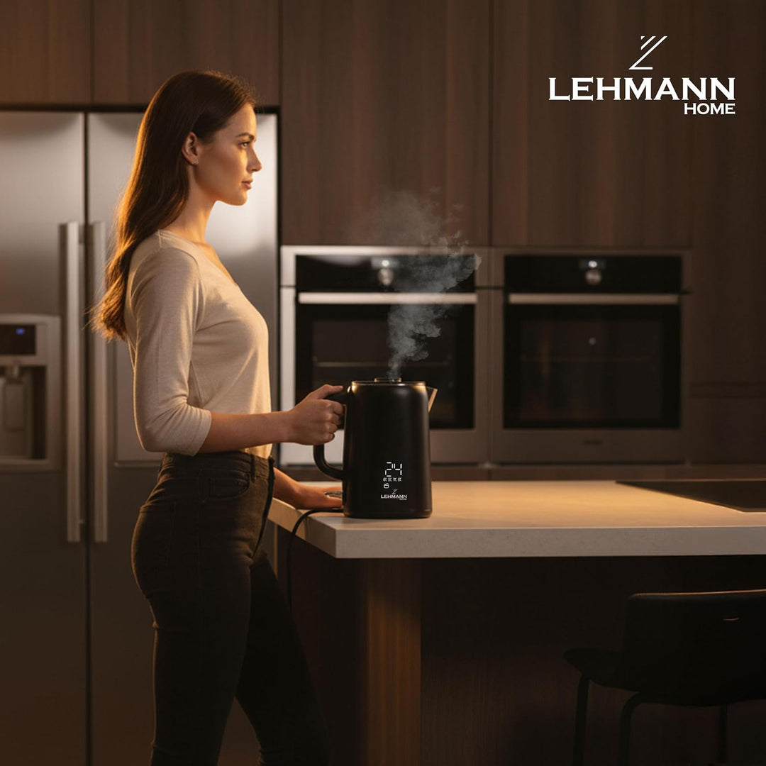 Lehmann Edelstahl Wasserkocher mit Temperaturhaltung, 1,7 Liter, Temperaturkontrolle 45-100℃, Edelst