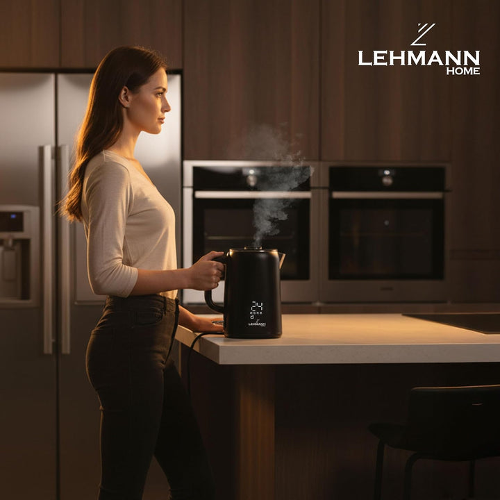 Lehmann Edelstahl Wasserkocher mit Temperaturhaltung, 1,7 Liter, Temperaturkontrolle 45-100℃, Edelst