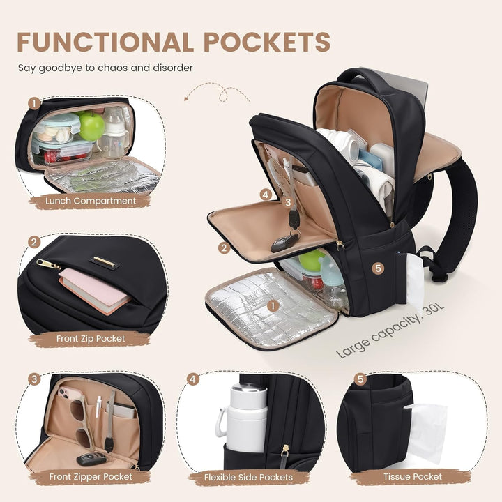GOLF SUPAGS Lunch Rucksack, 16 Zoll Laptop Rucksack Schulrucksack mit Lsoliertes Kühltasche für Arbe