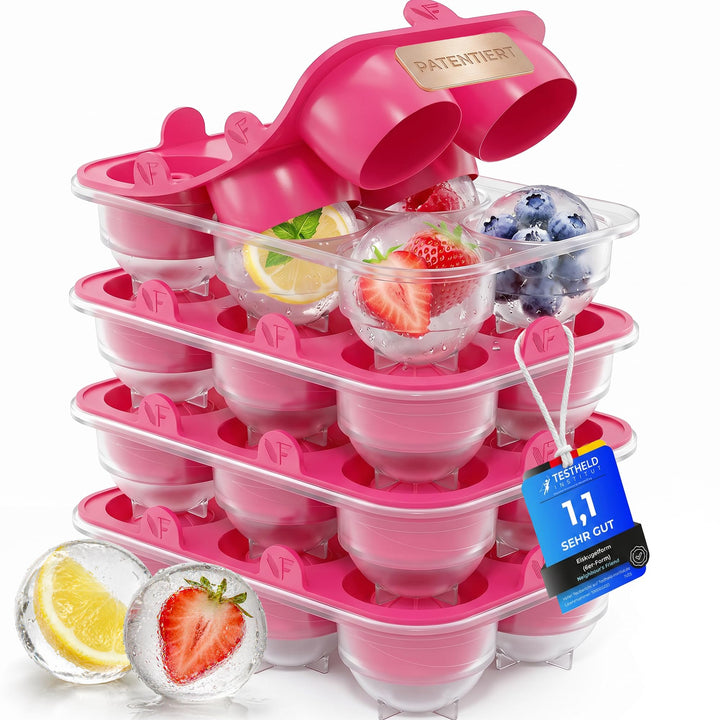 Neighbour’s Friend® Pink Eiskugelform XL 4er Set – Stylische patentierte Eiswürfelform für Cocktails