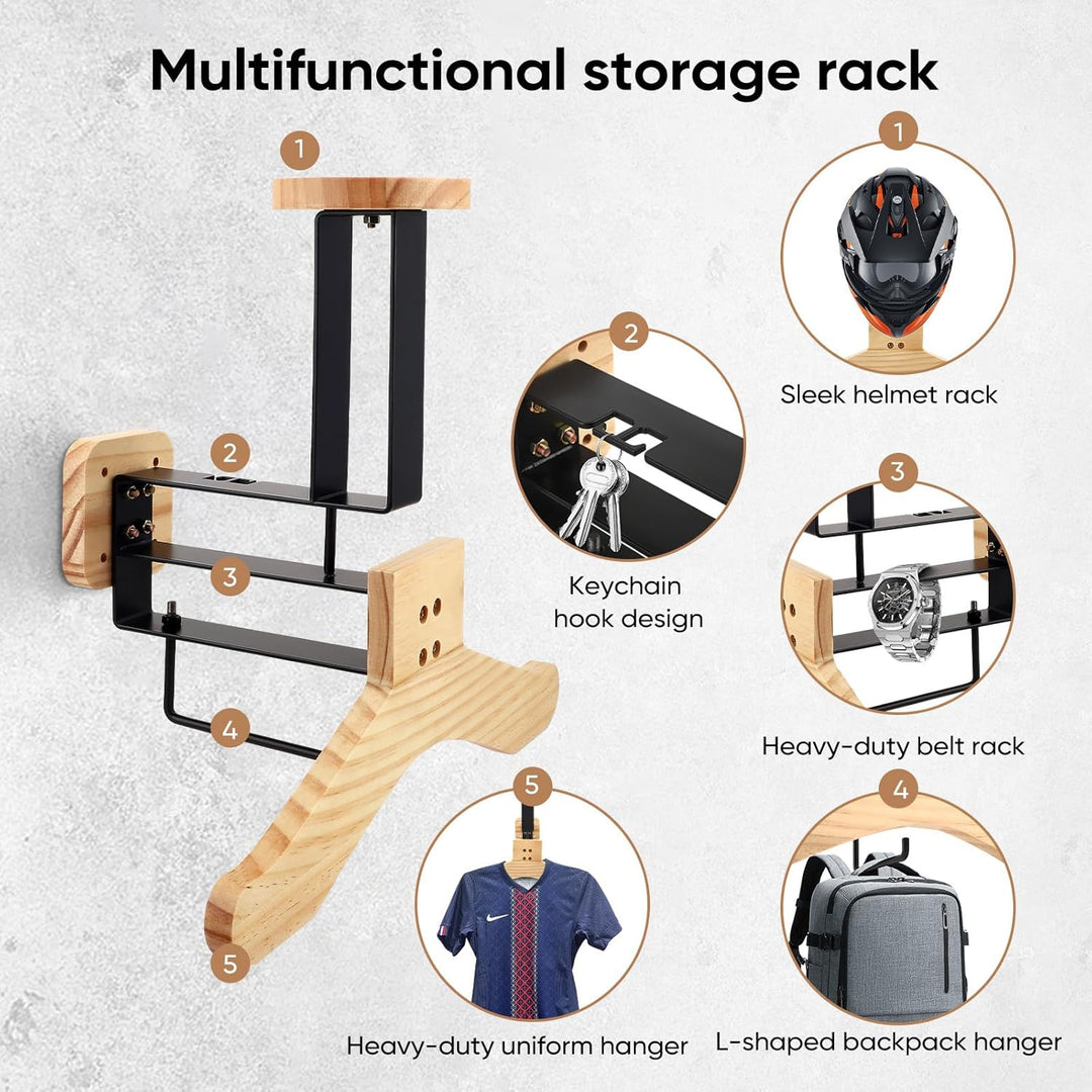 Helmhalterung für Motorradhelme Massivholz und robuster Stahl Wand Motorrad Zubehör Motorradhelm Hal
