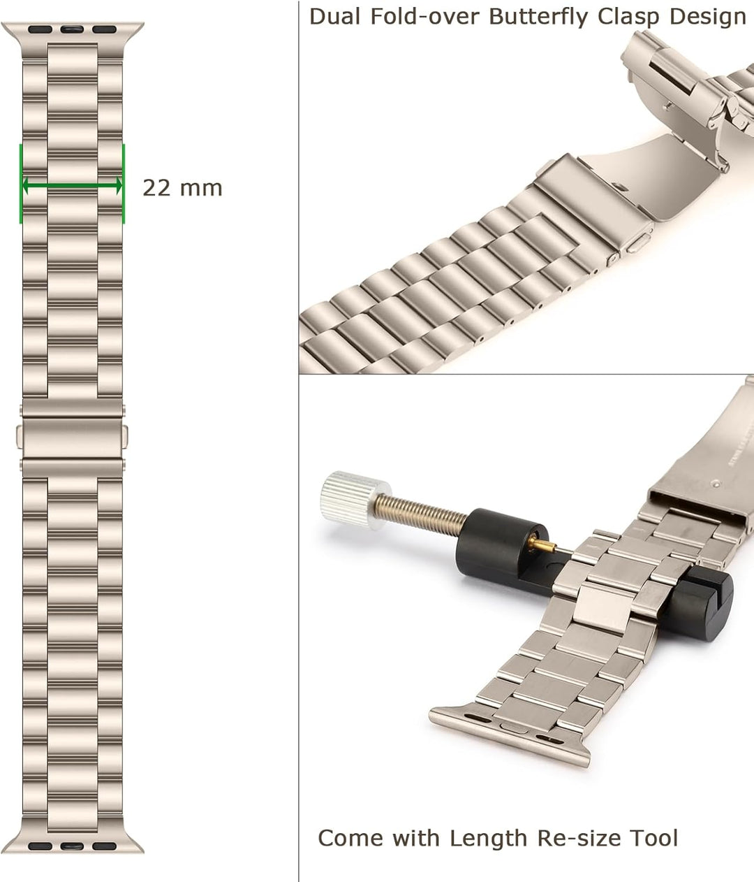 Tasikar Armband Kompatibel mit Apple Watch Armband 49mm 45mm 44mm 42mm Prämie Edelstahl Metall Ersat