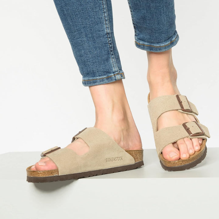 BIRKENSTOCK Arizona Pantoletten/Clogs Kind Marine Pantoffel 36 EU Taupe, 36 EU Schmal Taupe