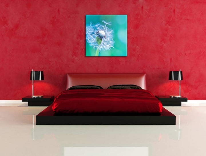 Schöner weisser Löwenzahn, Format: 70x70 auf Leinwand, XXL riesige Bilder fertig gerahmt mit Keilrah
